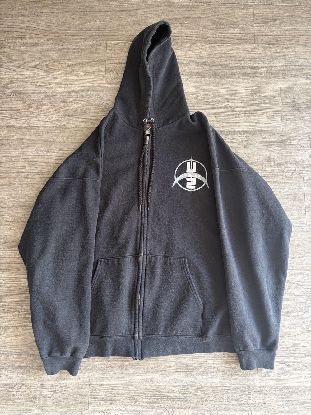 Hanes u2 Black Full-Zip Hoodie with White Emblem